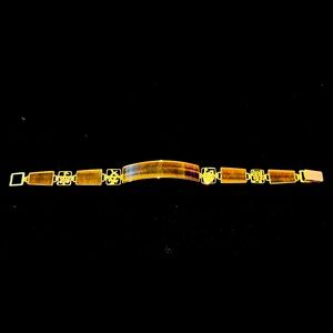 Chinese Vintage 14K Gold and  Tiger Eye  Fortune Bracelet